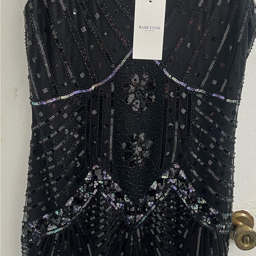 BABEYOND Black Sequin Embellished Women's Dress